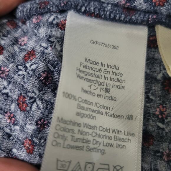 Madewell Tie Back Peplum Top Blue Daisies Floral Ditsy Micro Print Blouse Small - Picture 16 of 16